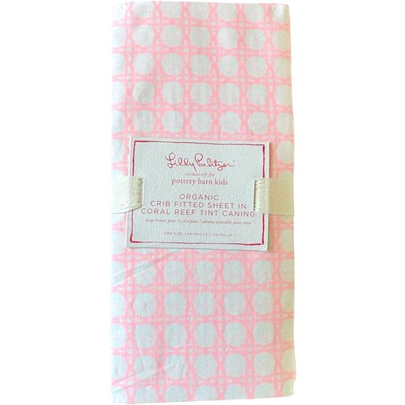 Pottery Barn Kids Lilly Pulitzer Coral Reef Tint Caning Fitted Crib Sheet NEW - Picture 1 of 7